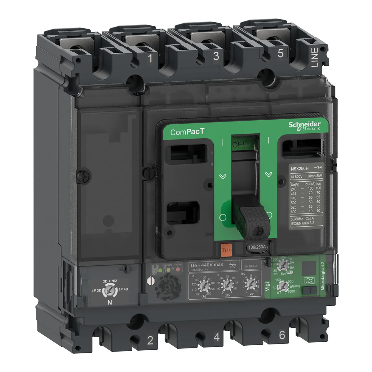 Industrial circuit breaker and switchgear